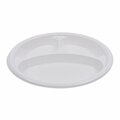 Boardwalk Hi-Impact Plastic Dinnerware, Plate, 10", 3 Compartments, White, PK500 PLTHIPS10WH3